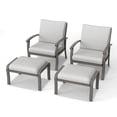 thumbnail image 2 of 4-Piece Aluminum Patio Conversation Set, 2 Patio Chairs & 2 Ottomans with All-Weather Cushions, Outdoor Patio Furniture Set for Porch Garden, 2 of 6