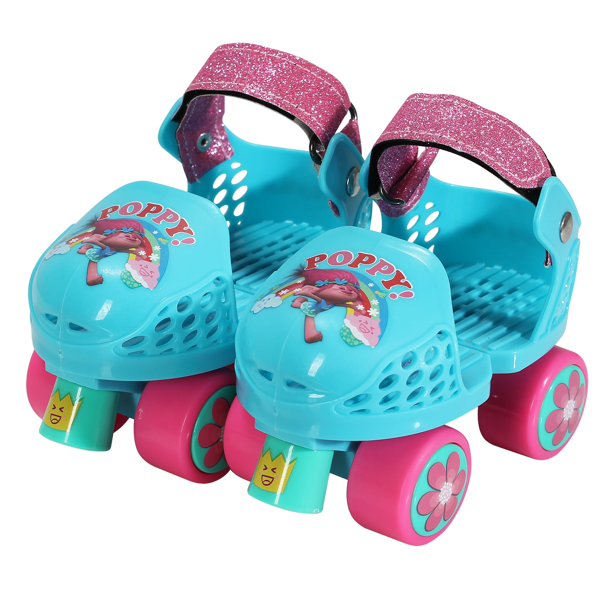 Trolls Playwheels Kids Roller Skate, Junior Size 6-12 with Kneepads