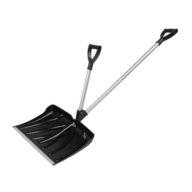 Pala de nieve ergonómica, resistente, portátil, con mango antideslizante, resistente, para empujar la nieve. Negro