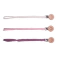 thumbnail image 2 of Pack de 3 cadenas para chupete, prácticas y tejidas a mano, para cuna unisex. Beige/Rosa/Violeta, 2 of 9