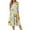 Yellow, variant on Women's Loose Fit Crew Neck 3/4 Sleeve Elegant Print Flare A-Line Midi Dress