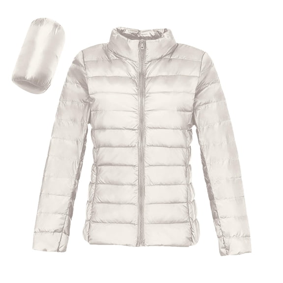 Women Lightweight Packable Puffer Jacket Stand CollorCasual Feather Down Coat Water Resistant Winter