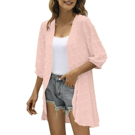 

HSMQHJWE Studded Cardigan Women Casual Cardigan Three Quarter Sleeve Open Front Lightweight Dots Cardigan Draped Ruffles Cardigan Maternity Sweaters And Cardigans for Women