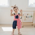 thumbnail image 2 of BemeyourBBs Toddler Baby Boy Girl 4th of July Outfit Patriot Independence Day Rompor Overalls American Flag Jumpsuit Star Stripe Print Suspender Pants Bib Overalls Summer Fourth of July Clothes, 2 of 7