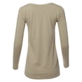 thumbnail image 3 of A2Y Women's Basic Solid Soft Cotton Long Sleeve V-neck Top T-shirt Ash Mocha 1XL, 3 of 3
