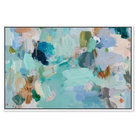 Layers of Feeling II Canvas Green Abstract Art by Art Remedy White Frame 15 x 10