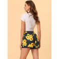thumbnail image 4 of Pantalones Cortos de Playa Allegra K de Cintura Elástica con Estampado Floral de Encaje de Verano para Mujer Girasoles Negros L, 4 of 5