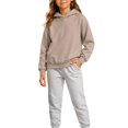 thumbnail image 4 of Likimi Child Toddler Girls Hoodies Solid Color Hooded Sweatshirt For Girls Long Sleeve Loose Fit Casual Soft Pullover Size 12-13 Years, 4 of 4