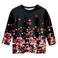 thumbnail image 2 of Adeawade Girls Valentine'S Day T Shirts Long Sleeve T Shirt Floral Prints Top Crew Neck Tee Shirt Retro Summer Clothes 13-14 Years Black, 2 of 3