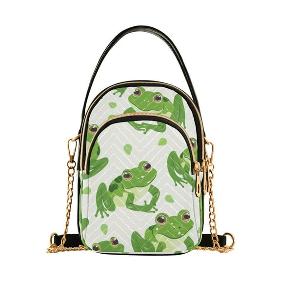 joogoo Women Cute Cartoon Green Frogs Chain Crossbody Bags Shoulder Handbag Phone Purse