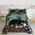 thumbnail image 2 of Feelyou Rustic Wildlife Bear Bedding Comforter Set, Checkered Buffalo Plaid Twin Comforter Sets, Green Vintage Farmhouse Reversible Bedding Set, Luxury Bedroom Decor, 2-Piece, 2 of 8