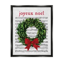 Stupell Industries Joyeux Noel Vintage Song Graphic Art Jet Black Floating Framed Canvas Print Wall Art, Design by Lettered and Lined