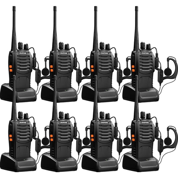 Walkie Talkies BAOFENG bf-888s, recargable, UHF, paquete de 8 con conector