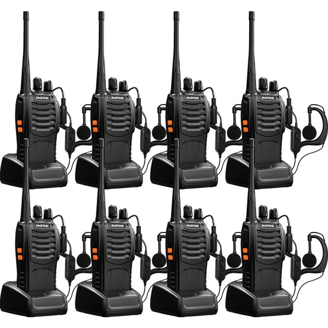 Walkie Talkies BAOFENG bf-888s, recargable, UHF, paquete de 8 con conector