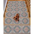 thumbnail image 2 of Colorful Boho Stair Treads for Wooden Steps Indoor Runner Rug Carpet, Ethnic Vintage Mexican Flowers Southwestern 4 Pieces Peel and Stick Staircase Step Treads Covers Washable Throw Door Mats, 30"x8", 2 of 5