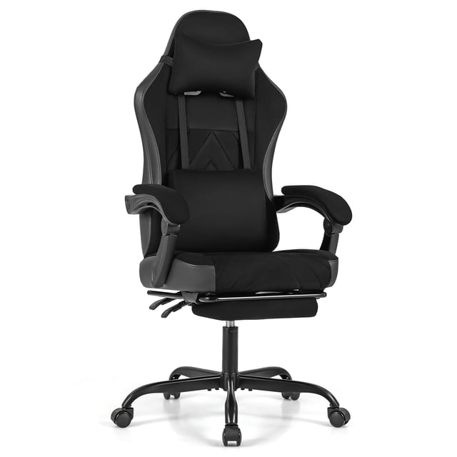 Gymax Gaming Chair w/Headrest Lumbar Support Linkage Armrests Reclining Backrest