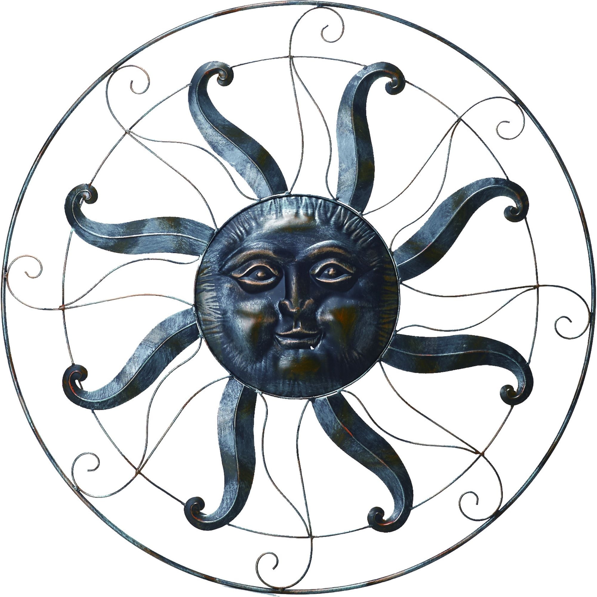 36" Bronze Contemporary Sun Face Outdoor Wall Decor