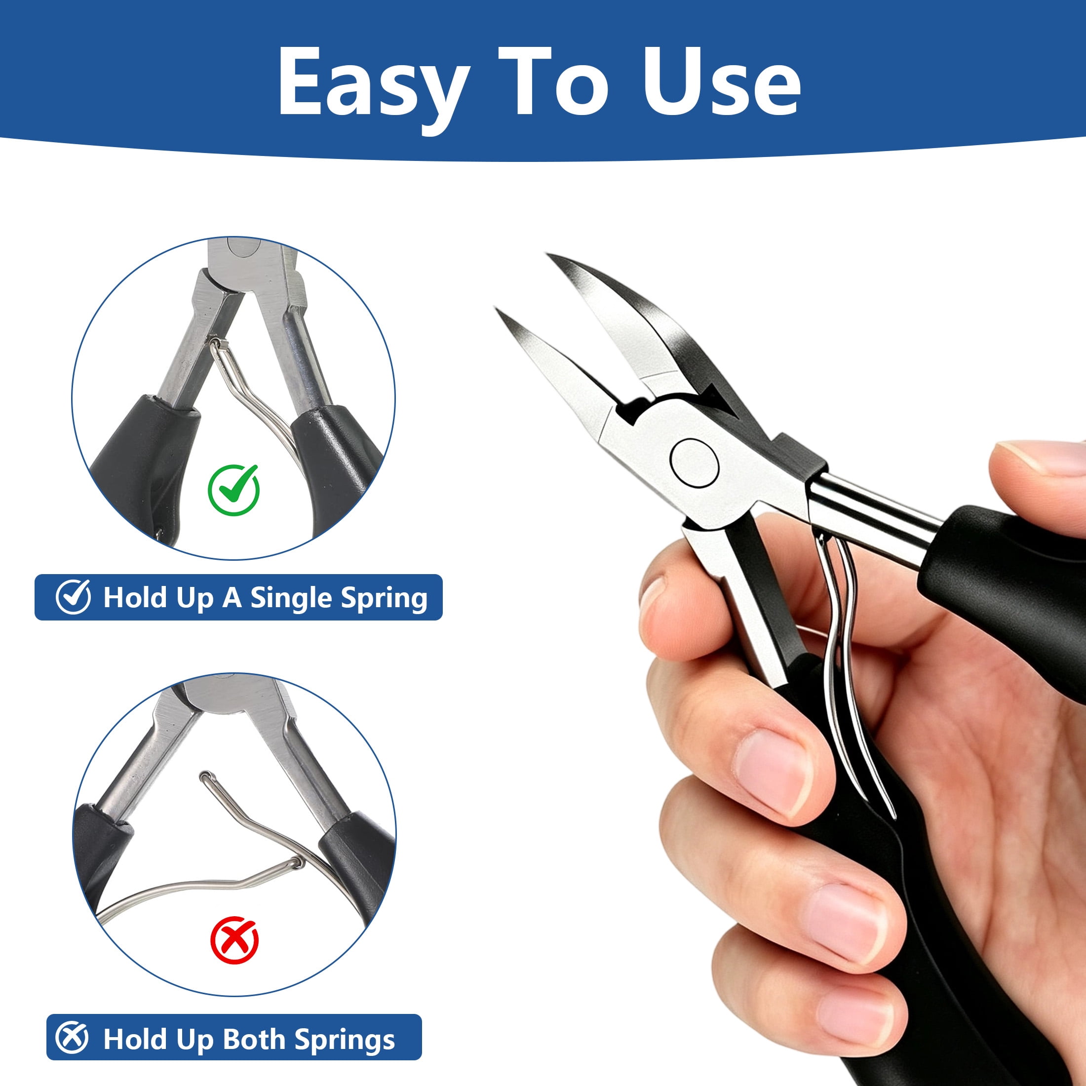 5 Pcs Ingrown Toenail Clippers Set, Heavy Duty Thick Toe Nail Cutters, Professional Thick Ingrown Toenail Cutters with Nail File and Lifter for Foot Nail Care for Seniors Adults