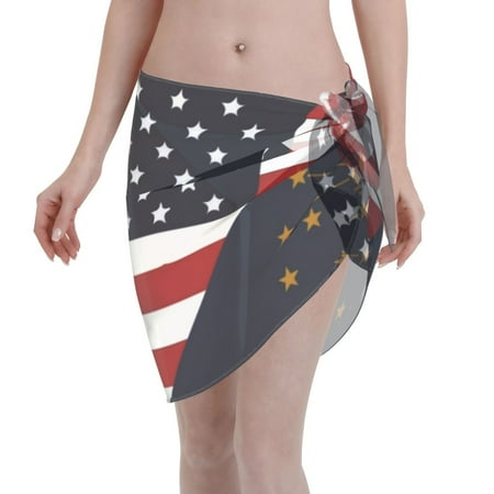 Swimsuit Coverups For Women America Indiana Flag Sarong Beach Bikini Wrap Sheer Short Skirt Chiffon Scarf For Swimwear