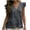 Gray, variant on Cotton Linen Flutter Sleeve Tops for Women- Casual Trendy V Neck Summer Loose Fit Flowy T Shirts Khaki Size XL