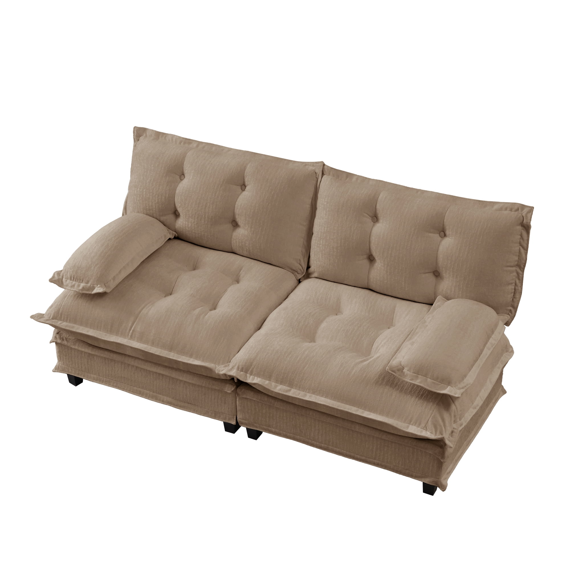 AISWORD 77" 2-Seater Modular Sectional Cloud Sofa, Chenille Fabric Deep Seat Couch with Lattice Decored Cushions