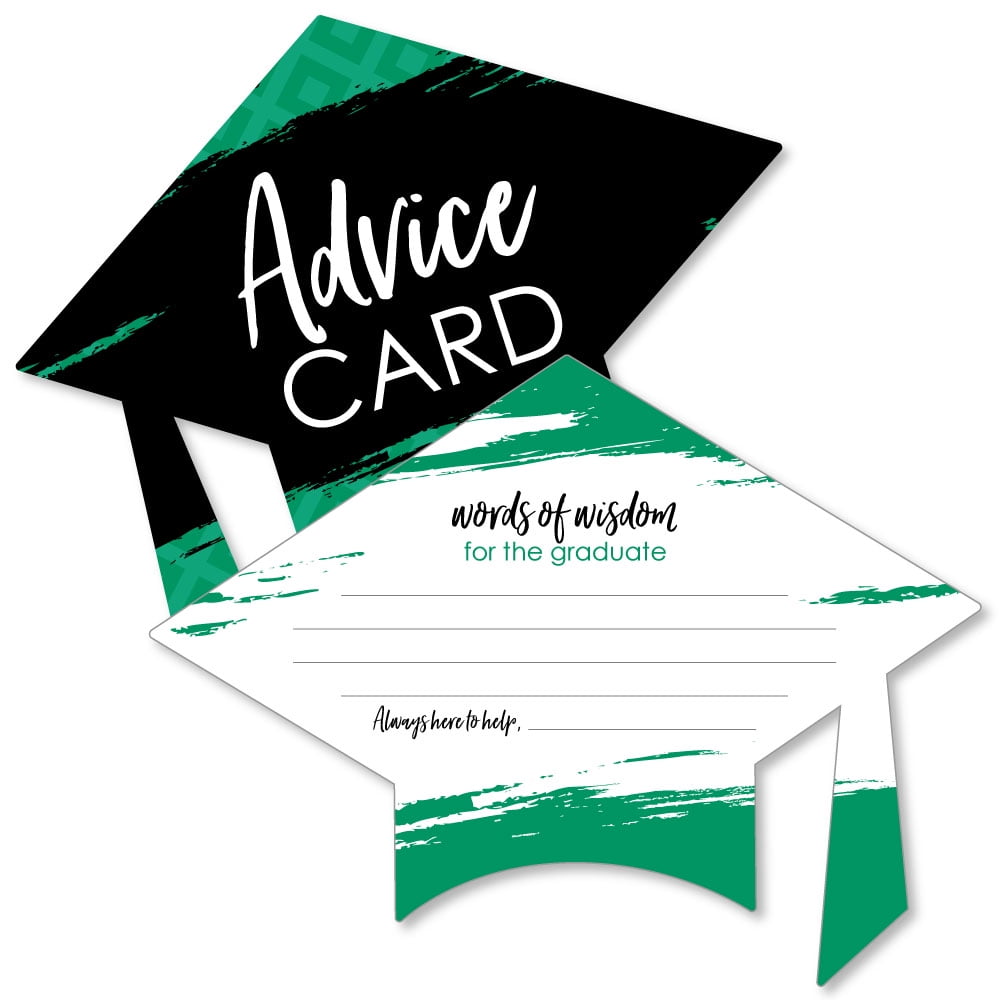 Green Grad – Best is Yet to Come – Green Grad Cap Wish Card Graduation Party Activities – Shaped Advice Cards Games – Set of 20