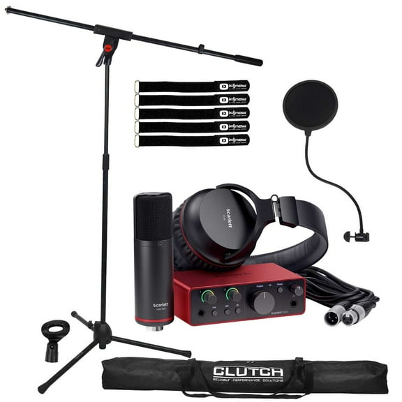 Focusrite Scarlett Solo Studio 3rd Generation USB Audio Interface with Boom Stand & Pop Filter Package