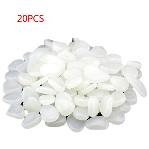 EGNMCR 20 Glow in Dark Pebbles Stone Home Garden Walkway Aquarium Fish Tank Valentine Pebbles Stone