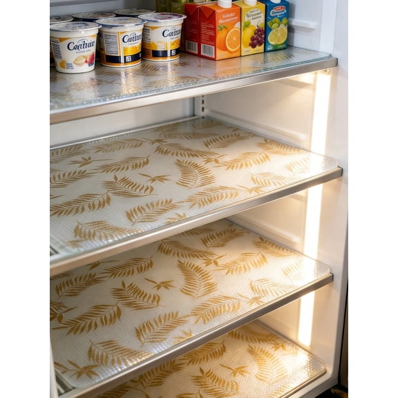 4pcs Waterproof Refrigerator Mats Moisture Proof Anti Slip Washable Reusable Made Of EVA Material With A Novel Lemon Pattern Suitable For Refrigerator And Kitchen D
