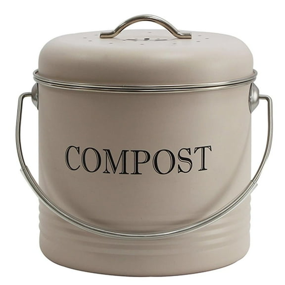 4W 1-Gallon Kitchen Compost Bin with Lid, Indoor Countertop Food Waste Bucket for Composting, Leak-Proof One-Piece Design with Charcoal Filter