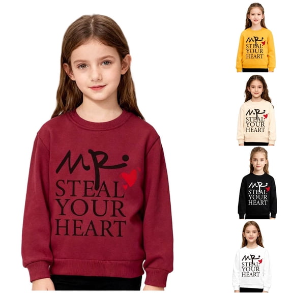Bixock Toddler Boys and Girls Tops,Kids Long Sleeve Tops Valentine Letter Print Fleece Lined Round Neck Sweatshirt for Boys Girls 2-12Y Tops