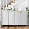 thumbnail image 3 of Haverchair 4-Door Fluted Buffet Storage Cabinet, Modern Wave Fluted Sideboard Buffet Cabinets with Storage & Adjustable Shelf, Accent Console Table Credenza for Living Room Kitchen Entryway, 3 of 8