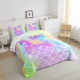 thumbnail image 3 of Feelyou Dreamy Unicorn Print Full Size Comforter Sets, Glitter Mermaid Scale Bedding Comforter Set, Teens Kids Boys Girls Reversible Bedding Sets, Lightweight Room Decor, 3 Pieces, 3 of 8