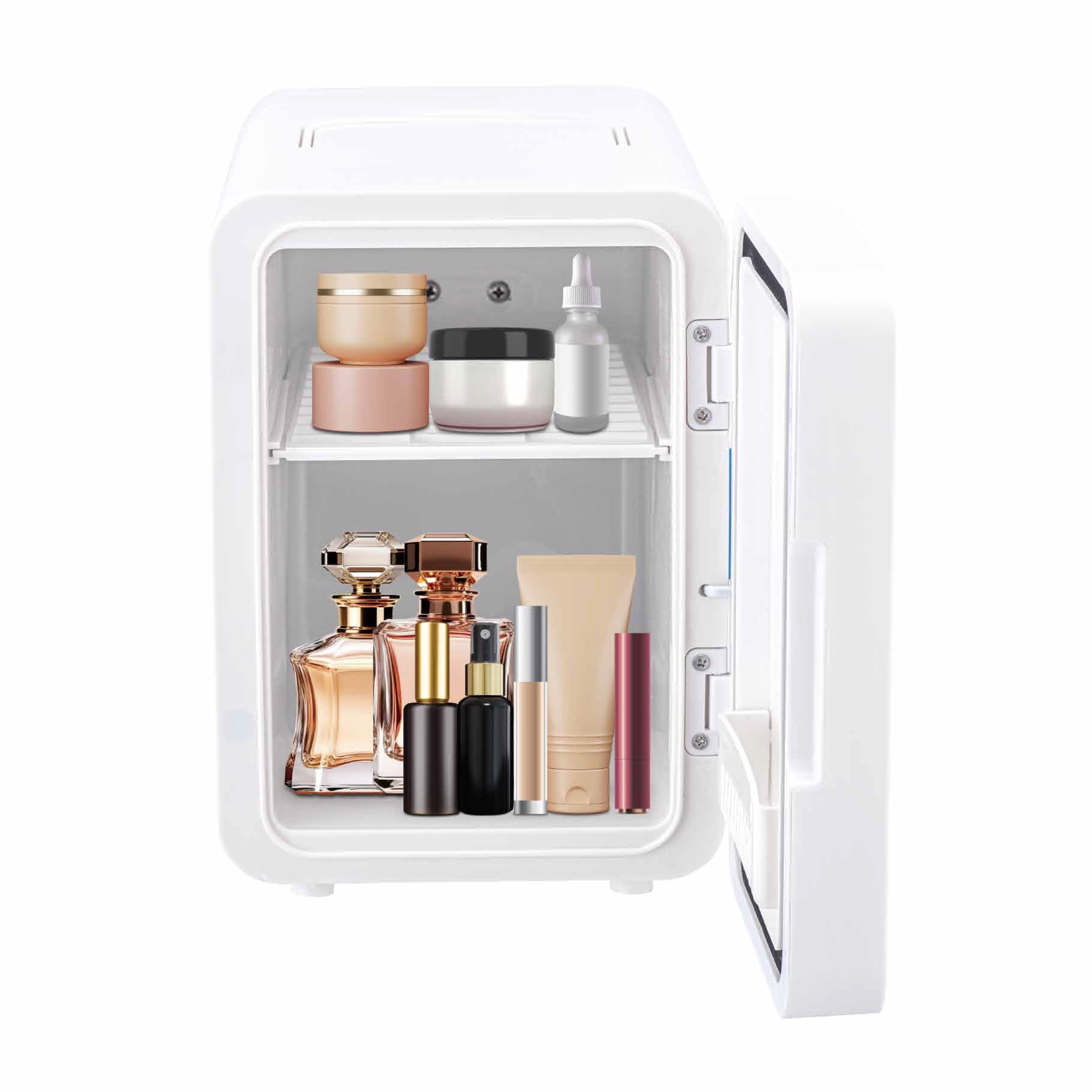 Frigidaire 9 Can Mini Cooler / Skincare Fridge with Built-in Mirror and LED Light, 6.5L Personal Fridge with AC/DC Adapters