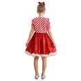 thumbnail image 2 of YiZYiF Girls Christmas Candy Cane Dance Outfit Sequins Tutu Dress with Stripes Short Coat 2Pce Set Red 10, 2 of 7