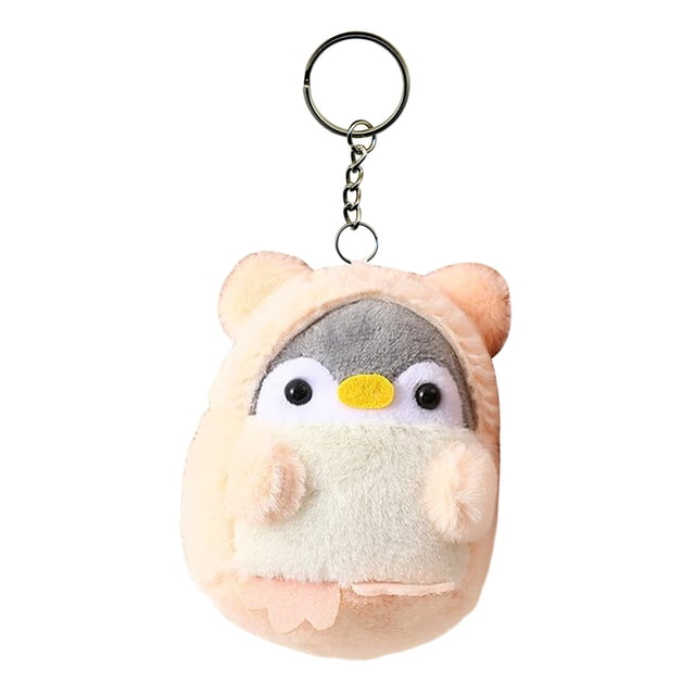 Pingüino Muñeca Llavero Mujeres Bolsa Accesorios Lindo Muñeco de peluche de dibujos animados Llavero Llavero de coche Colgante para el bolso de mano Oreja Corta Naranja Hugo llavero muñeca