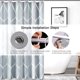 thumbnail image 3 of Cortina de ducha de tela gris, diseño impermeable y poliéster, secado rápido, dobladillo ponderado, juego de cortinas de ducha para baño, duraderas y lavables con 12 ganchos, 3 of 7