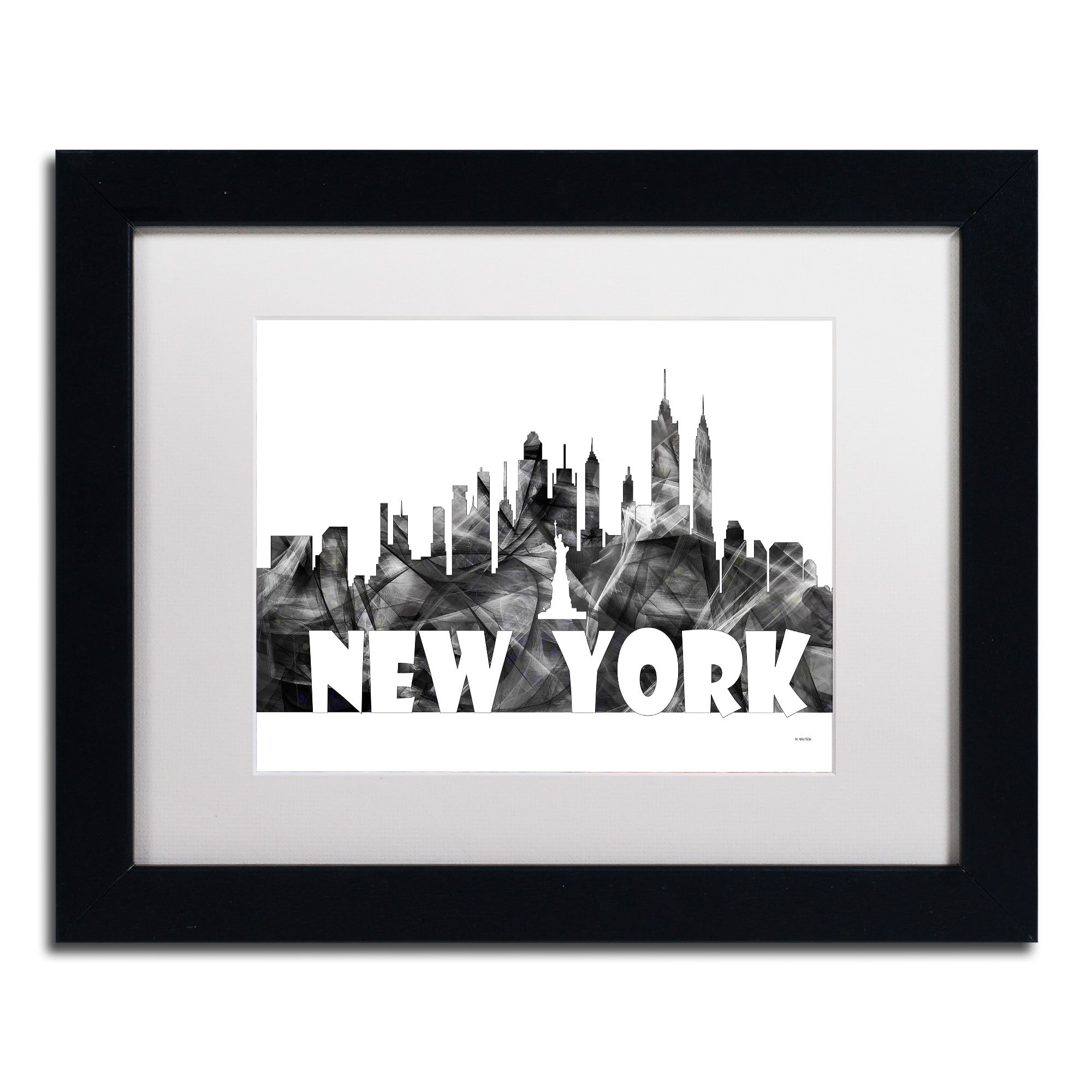 Trademark Fine Art 'New York New York Skyline BG-2' Canvas Art by Marlene Watson, White Matte, Black Frame