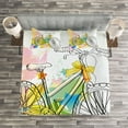 thumbnail image 3 of Ambesonne Sketchy Quilted Bedspread Set 3 Pcs, Abtract Colorful Bike, King Size, Multicolor, 3 of 3