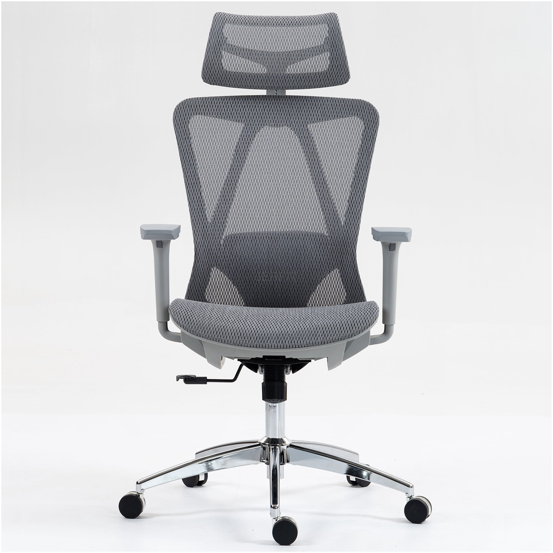 JERFIT Ergonomic Office Chair with Lumbar Support, Adjustable Swivel Desk Chair, Breathable Mesh and Fabric Executive Chair for Home Office, Grey