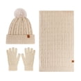 thumbnail image 4 of Winter Ear Flap Beanie Scarf Gloves Set, 3-Piece Knit Winter Accessories, Touchscreen Gloves Combo, Fleece Lined Cold Weather Set, Unisex Winter Gear, Outdoor Sports Set - Beige, 4 of 9