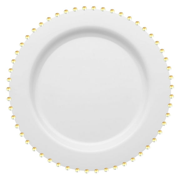Smarty 7” White with Silver Pearl String Round Disposable Plastic Salad Plates 120ct
