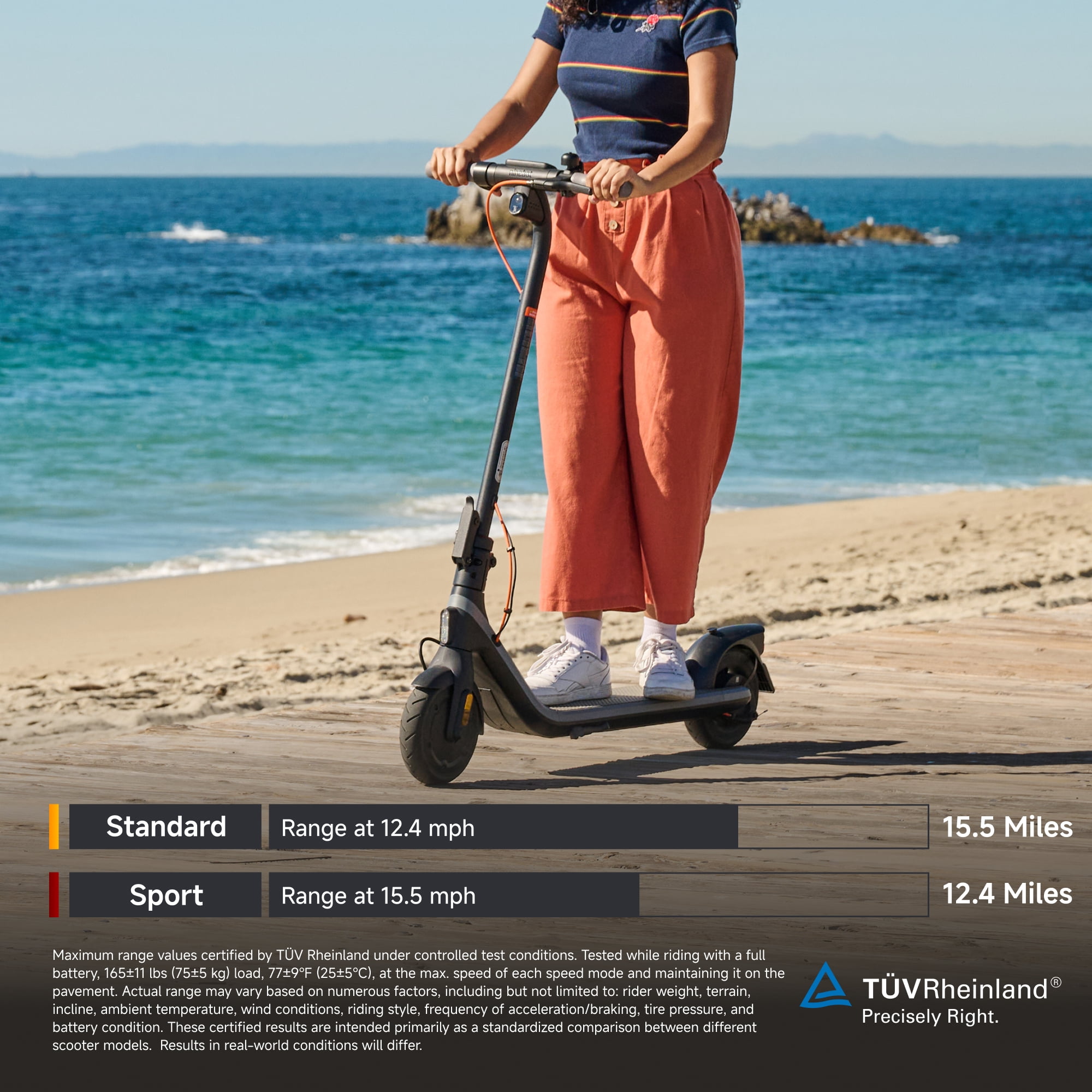 Segway DLX 2 Plus Electric Scooter, 15.5 mph Max Speed, 15.5 Mile Range, Teens and Adults, Black, UL Certified