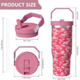 thumbnail image 4 of 30oz Handheld Travel Tumbler with Handle – Double Wall Stainless Steel Insulated Cup, Flip Straw Lid, Leak-Proof & BPA-Free for Hot and Cold Drinks – Durable Coffee & Juice Mug Pink, 4 of 7