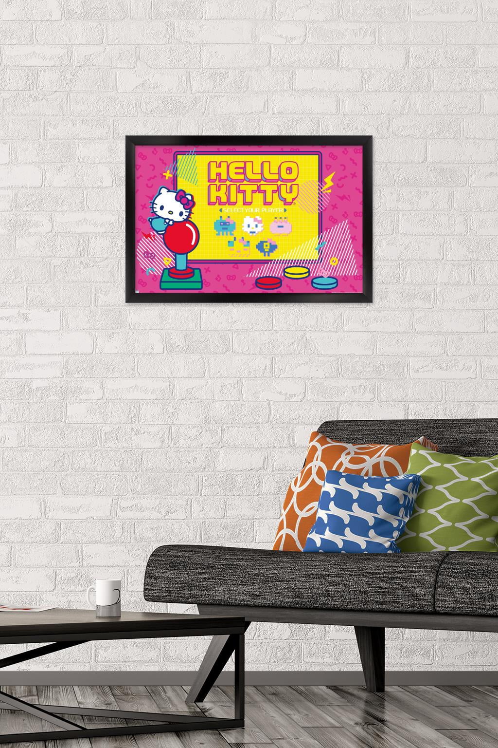 Hello Kitty - Kawaii Arcade Wall Poster, 14.725" x 22.375" Framed