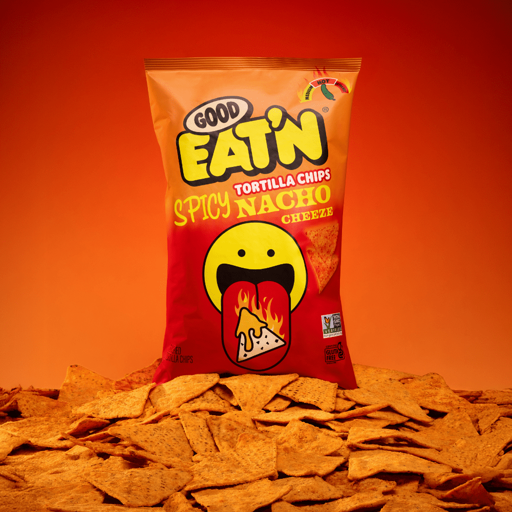 Good Eat'n Spicy Nacho Tortilla Chips - 6oz 9ct Case