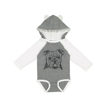 

Inktastic English Bulldog Sketch Portrait Gift Baby Boy or Baby Girl Long Sleeve Bodysuit