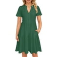 thumbnail image 4 of UVN Women Summer Dresses Short Sleeve V Neck Midi Dress Ladies Casual Beach A-Line Sundress with Pockets, 4 of 9