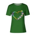 thumbnail image 4 of Lilgiuy National Pet Day Dog Paw Love Heart Print T-Shirt for Women Summer Short Sleeve Graphic Tee Shirts Blouse Colorful Dog Mom Tee Tops Casual Crewneck Tees(Green,2XL), 4 of 4
