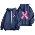 thumbnail image 6 of Women's Zip-Up Hoodie Pullover, Long Sleeve Cancer Awareness Sweatshirt with Pocket & Drawstring, Plus Size Casual Athletic Comfort Hooded Sweatshirt for Everyday Wear, 6 of 6